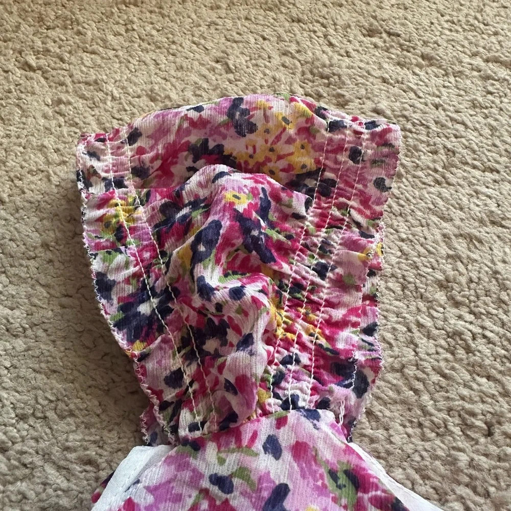 NWT J. Crew Cap-sleeve Crinkle Chiffon Top in floral fields size Small